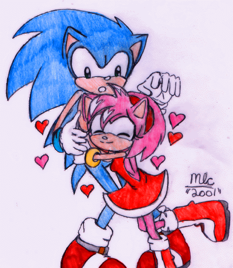 sonic and amy hugging sonic x